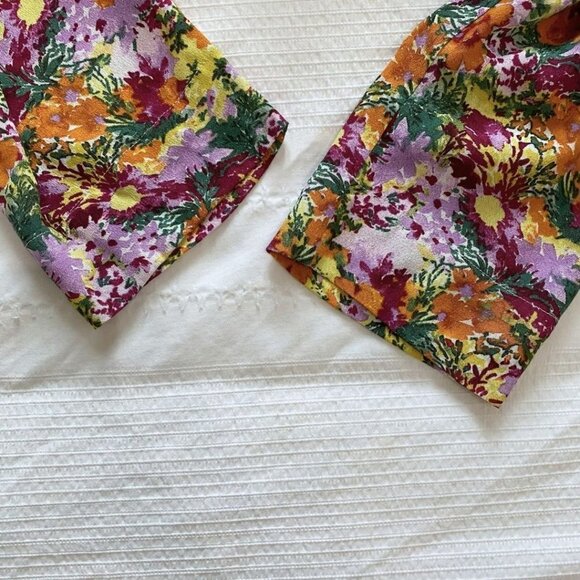 FRANK AND OAK THE BABYDOLL COLORFUL FLORAL HALF SLEEVE DRESS IN MULBERRY - XS - Picture 9 of 11